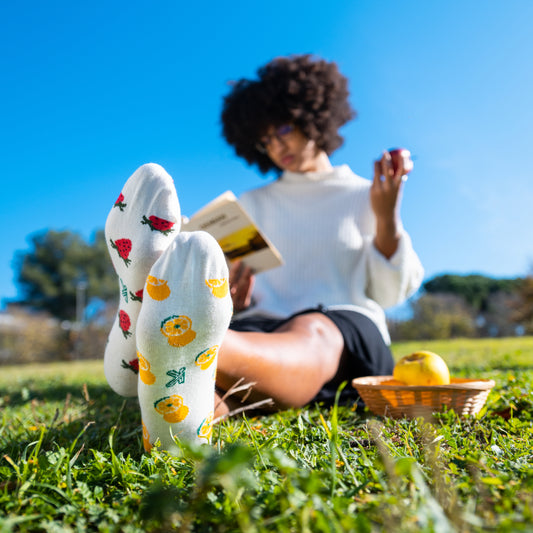 calcetines-frutas: fresa, naranja, sandía i papaya bajos